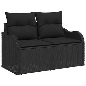 vidaXL Sofa Ogrodowa z poduszką Czarny 121 x 62 x 69cm polirattan