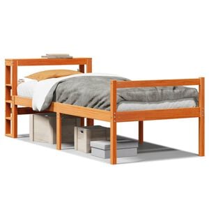 vidaXL Bed Frame Woskowany brąz 75 x 190 cm Solid Pine Wood, Plywood