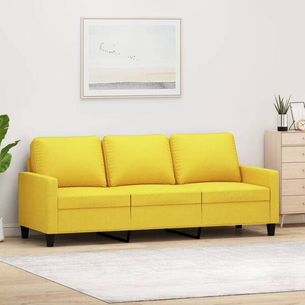vidaXL Sofa 3-osobowa, jasnoż&oacute;łta, 180 cm, tapicerowana tkaniną