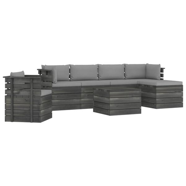 vidaXL 7-cz. zestaw wypoczynkowy z palet, z poduszkami, lita sosna