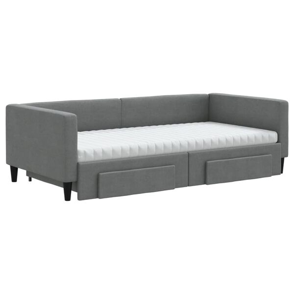 vidaXL Sofa rozsuwana z szufladami, ciemnoszara, 100x200 cm, tkanina