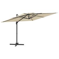 vidaXL Wiszący parasol z podwójną czaszą, piaskowy, 300x300 cm