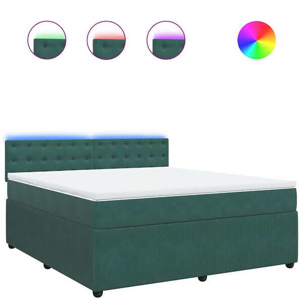 vidaXL Ł&oacute;żko kontynentalne z materacem, ciemnozielone, 180x200 cm