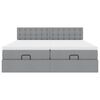 vidaXL Rama łóżka otomana z materacami, szara, 180x200 cm, tkanina