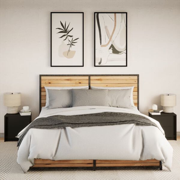 vidaXL Szafki nocne z LED, 2 szt., czarne, materiał drewnopochodny