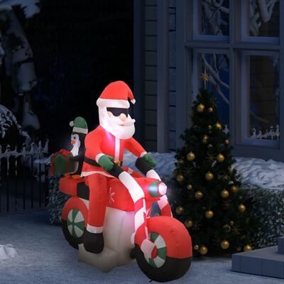 vidaXL Nadmuchiwany Święty Mikołaj na motocyklu, z LED, IP44, 160 cm
