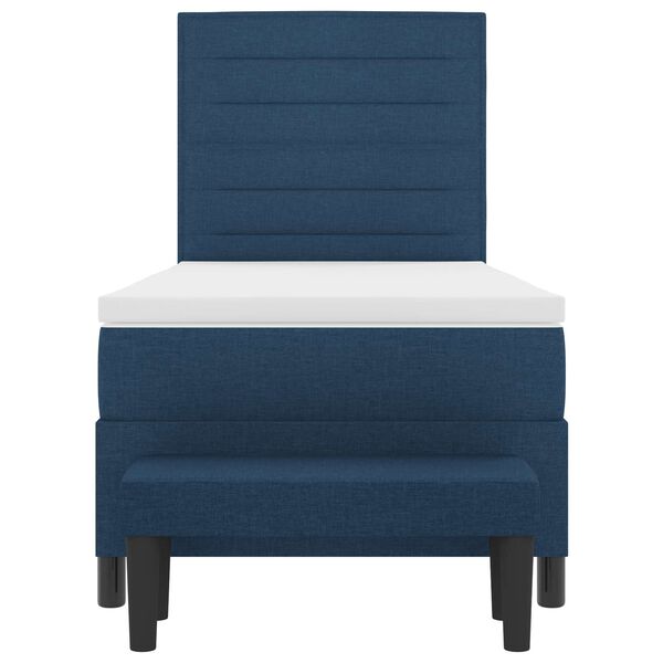 vidaXL Ł&oacute;żko sprężynowe Z zagł&oacute;wkiem Niebieski 90 x 190 cm tkanina