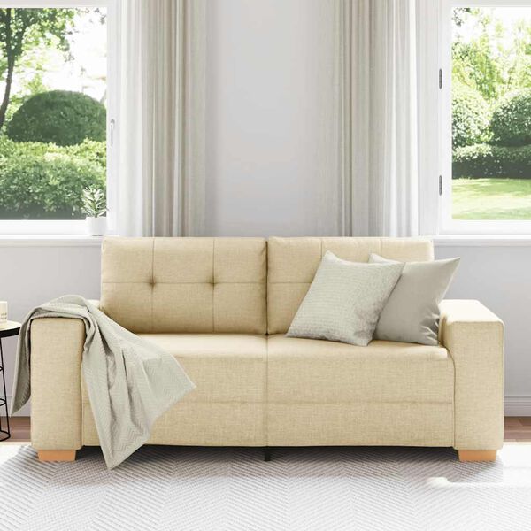 vidaXL Sofa dwuosobowa, kremowa, 180x77x82 cm, tkanina