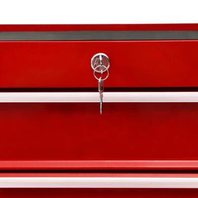 vidaXL Wózek narzędziowy z 15 szufladami, stalowy, czerwony