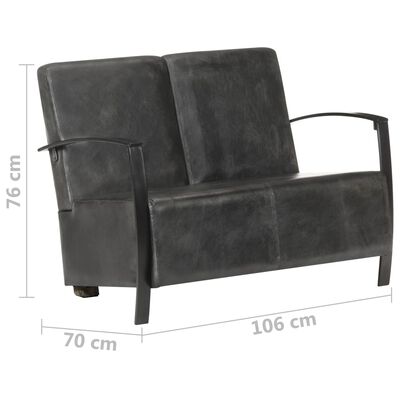 vidaXL 2-osobowa sofa, postarzany szary kolor, skóra naturalna