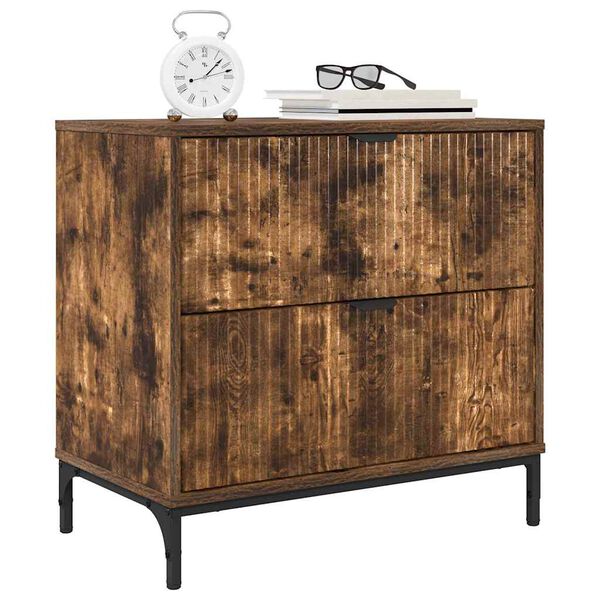 vidaXL Stolik nocny z szufladą Wędzony dąb 63.5 x 36 x 61 cm