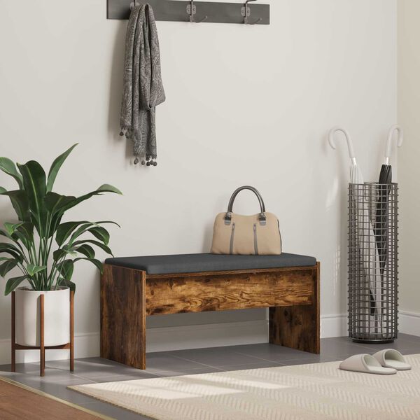 vidaXL Ławka w przedpokoju z poduszką Dąb wędzony 83 x 38 x 40 cm
