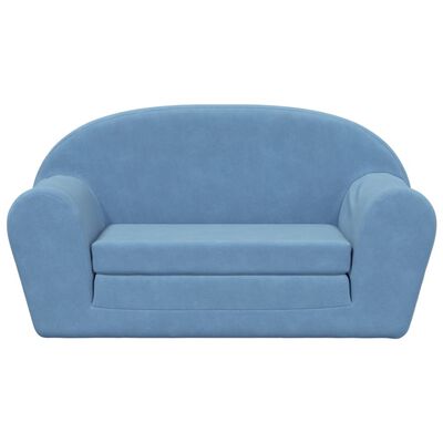 vidaXL 2-os. sofa dla dzieci, rozkładana, niebieska, miękki plusz