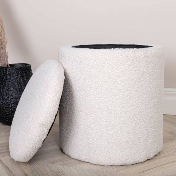 Venture Home Puf Limpen, 32x32x40 cm, pluszowy, biały