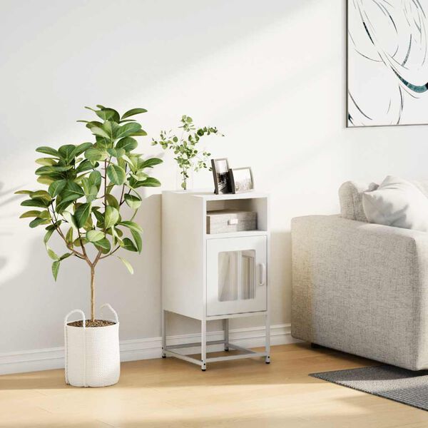 vidaXL Szafka nocna, biała, 36x39x78 cm, stal walcowana na zimno