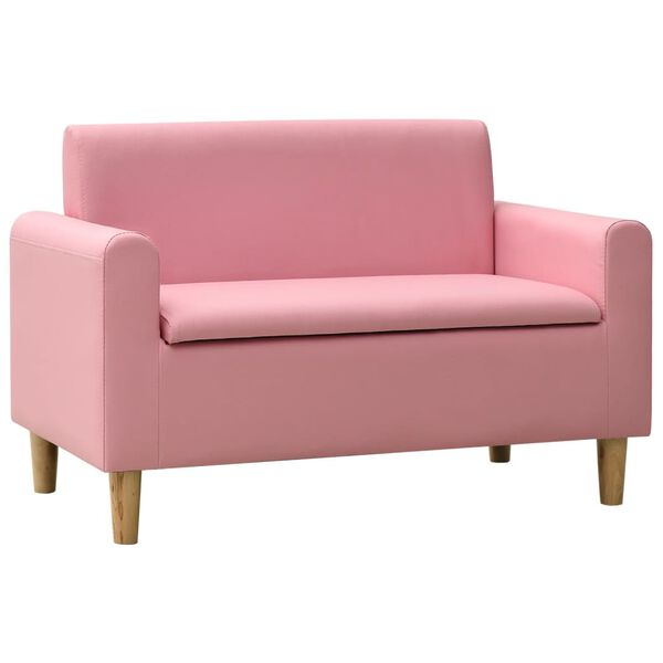 vidaXL 2-osobowa sofa dziecięca, r&oacute;żowa, sztuczna sk&oacute;ra
