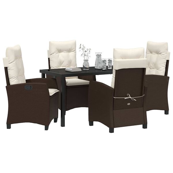 vidaXL Zestaw do jadalni w ogrodzie 5 pcs Brązowy polirattan