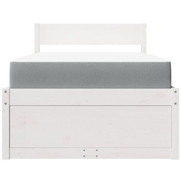 vidaXL Ł&oacute;żko z szufladami i materacem, białe, 100x200 cm, sosnowe
