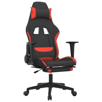 vidaXL Fotel gamingowy z podnóżkiem i masażem, czarno-czerwony