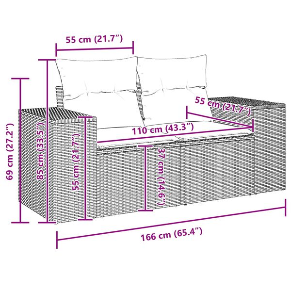 vidaXL Zestaw Sof na Ogród z poduszką 8 pcs Czarny polirattan