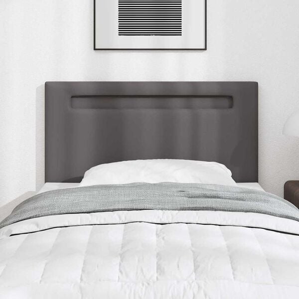 vidaXL Wezgłowie LED Szary 100 cm Sk&oacute;ra ekologiczna