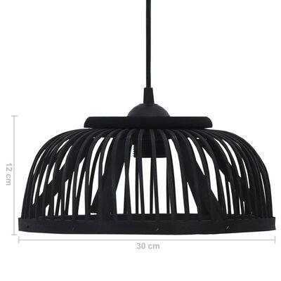 vidaXL Lampa wisząca, czarna, bambusowa 40 W 30x12 cm, E27, półkolista