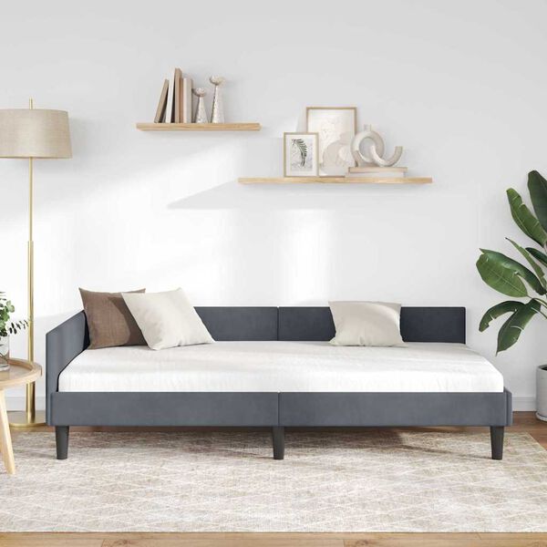 vidaXL Rama ł&oacute;żka narożnego Ciemnoszary 100 cm x 200 cm Aksamit