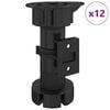 vidaXL N&oacute;żki meblowe Regulowany 12 szt. Czarny 46 x 46 x 128 mm PP