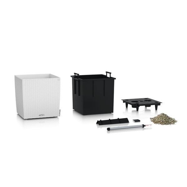 LECHUZA Doniczka CUBE Cottage 40 ALL-IN-ONE, biała