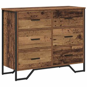 vidaXL Komoda z szufladami 6-Szuflada Stare drewno 91 x 35,5 x 74,5 cm