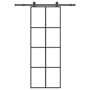 vidaXL Drzwi przesuwne z osprzętem, szkło ESG i aluminium, 76x205 cm