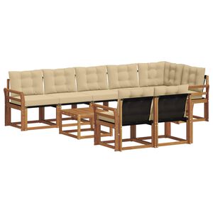 vidaXL Zestaw sof na zewnątrz z poduszką 9 pcs Naturalny i Beżowy