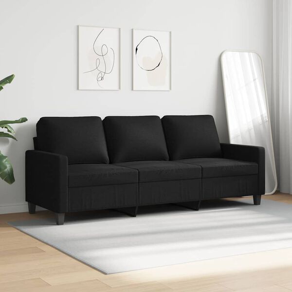 vidaXL Sofa 3-osobowa, czarna, 180 cm, tapicerowana tkaniną
