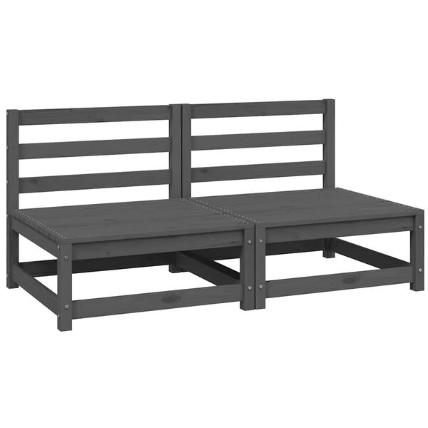 vidaXL Ogrodowe siedziska środkowe, 2 szt., szare, lite drewno sosnowe