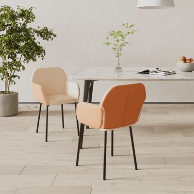 vidaXL Krzesła stołowe, 2 szt., kremowe, tkanina i sztuczna skóra