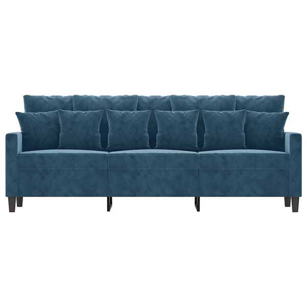 vidaXL Sofa 3-osobowa, niebieski, 180 cm, tapicerowana aksamitem
