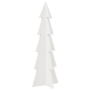 vidaXL Drewniana choinka do udekorowania, biała, 112 cm, sosnowa