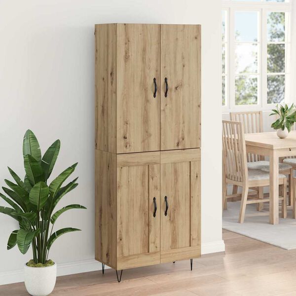 vidaXL Highboard 2 pcs Dąb rzemieślniczy Drewno inżynieryjne i szkło