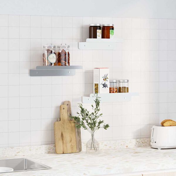 vidaXL Półki ścienne, 3 szt., srebrna stal nierdzewna