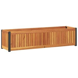 vidaXL Donica ogrodowa, 110x30x27,5 cm, lite drewno akacjowe i stal