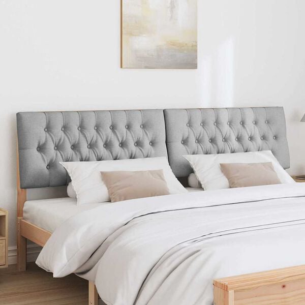 vidaXL Tapicerowane wezgłowie Jasnoszary 200 cm Lite drewno sosnowe