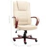 vidaXL Krzesło biurowe, kremowe, obite prawdziwą sk&oacute;rą