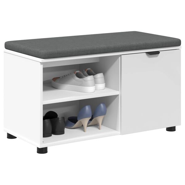 vidaXL Ławka w przedpokoju z poduszką z p&oacute;łką Biały 80 x 38 x 46 cm