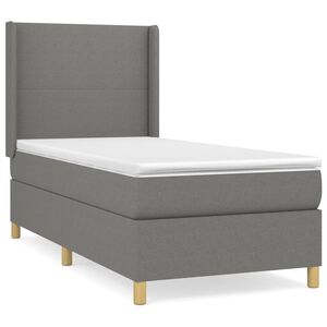 vidaXL Ł&oacute;żko kontynentalne z materacem, ciemnoszara tkanina 80x200 cm