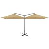 vidaXL Podw&oacute;jny parasol ogrodowy, stalowy słupek, taupe, 600x300 cm