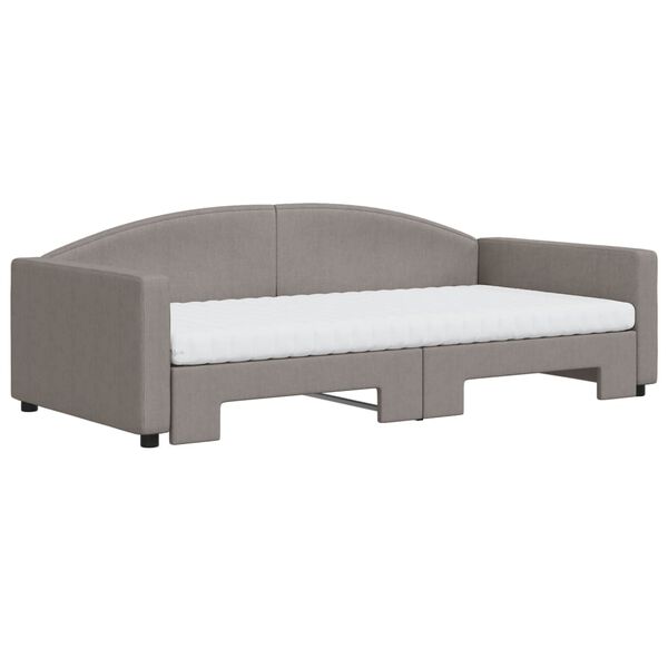 vidaXL Sofa rozsuwana z materacami, kolor taupe, 100x200 cm, tkanina