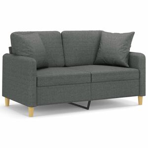vidaXL 2-osobowa sofa z poduszkami, ciemnoszara, 120 cm, tkanina
