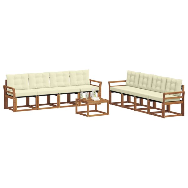 vidaXL Zestaw sof na zewnątrz z poduszką 9 pcs Naturalny i Kremowy