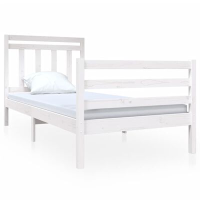 vidaXL Rama łóżka, biała, 90x190 cm, lite drewno