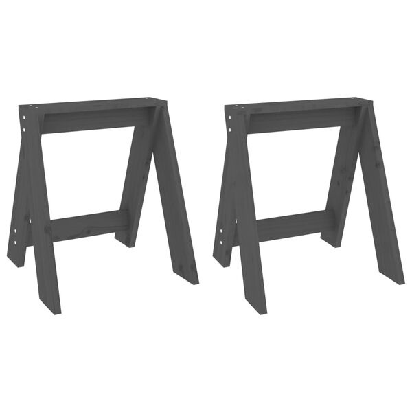 vidaXL Stołki, 2 szt., szare, 40x40x45 cm, lite drewno sosnowe